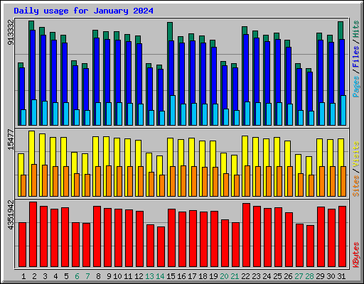 Daily usage for January 2024