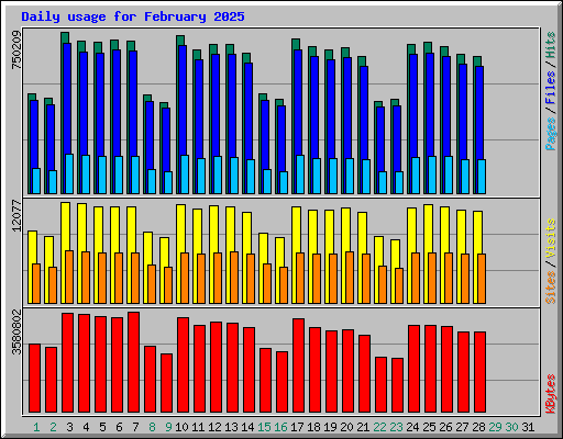 Daily usage for February 2025