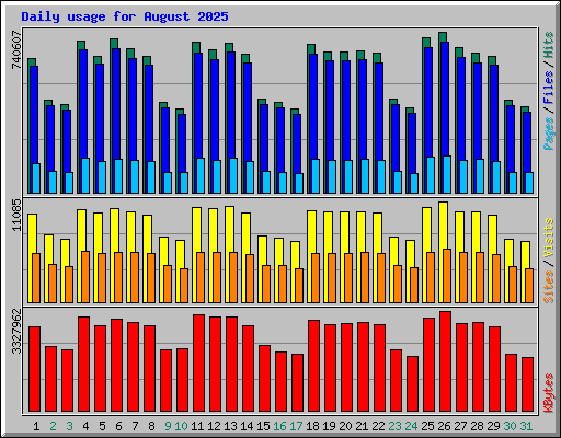Daily usage for August 2025
